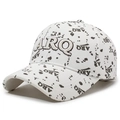 White baseball cap with black ink splash pattern and 3D embroidered ARQ logo detail - Adjustable / White