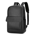 Mochila minimalista de cuero negro para portátil de negocios con compartimentos funcionales - Negro