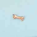 Rose gold puppy bone pendant with sparkling zircon stone for DIY jewelry making - Rose Gold Color April