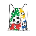Detalle de la mochila con cordón con estampado de fútbol y graffitis coloridos - Fútbol con Salpicaduras de Tinta (jiayingskd62)
