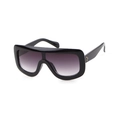Oversized pilot sunglasses with black frame, purple gradient lenses and gold rivets - Bright Black / Gradient Gray