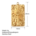 Detail van de 25mm x 14mm waterdichte roestvrijstalen sterhanger met afmetingen - SS0037 Gouden Gehamerde Ster