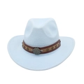 Detail of light blue western cowboy hat featuring dark brown band with metallic star studs - Sky Blue