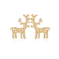 Golden reindeer stud earrings with textured metallic finish on white background - Gold Elk Stud Earrings