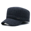 Dunkelgraue Flatcap aus Wollmischung mit SPORT-Metallabzeichen für Herren - Verstellbar / Grau