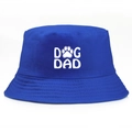 Royal blue bucket hat with white DOG DAD print and paw motif in high-quality cotton - One Size(58cm) / Sapphire Blue