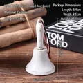 Rustic white-painted cast iron hand bell with vintage distressed finish for home decor - White