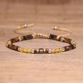 Tiger eye and yellow crystal beads woven bracelet with adjustable khaki cord and metal beads - No.92 Citrine & Tiger Eye Cord
