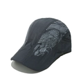 Detail of dark grey mesh duckbill hat featuring breathable fabric and dragon print - M (56-58cm) / Dark Gray