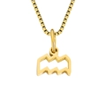 Polished gold Aquarius zodiac pendant with hollow box chain necklace for men and women - Aquarius / Gold