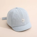 Close-up of baby denim baseball cap with cute white bear embroidery detail - 50cm (1-3 Years) / Light Blue