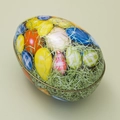 Caja de huevos de Pascua de hojalata con patrones coloridos y motivos de conejos - Nuevo Huevo de Estaño de Pascua Estilo C (Patrón de Huevos Coloridos)