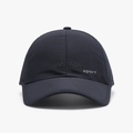 Dark blue breathable mesh baseball cap with side sport text for sun protection - Navy Blue