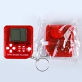 Translucent red mini Tetris handheld game console with metal keychain attachment - Transparent Red