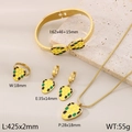 Golden snake-head jewelry set with green and yellow enamel hexagon patterns - Adjustable Ring/4-Piece Set / Yellow Style (KS219946-LX)