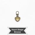 Removable heart-shaped metal zipper pull replacement in vintage bronze finish - Heart Shape - Bronze