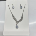Silver luxury jewelry set featuring pear-cut zircon necklace and matching stud earrings - 76# Silver Water Drop (2-Piece Set)