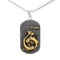 Vintage Pisces zodiac military tag pendant necklace in gold and silver finish - Pisces