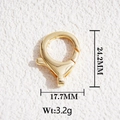 Detail showing 18K gold-plated brass lobster clasp dimensions 24.2mm by 17.7mm - Large Polished Gold Lobster Clasp