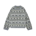 Jersey de punto gris de invierno con motivos de copos de nieve Fair Isle y cuello redondo - S / Jacquard Gris