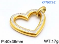 Golden 18K gold plated heart pendant with sparkling crystals and 40x36mm dimensions - Gold Rhinestone Style (KP79073-Z)
