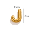 Golden bubble letter J pendant necklace made of polished metal, size 14mm by 19mm - Gold J