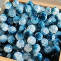 Blue gradient 10mm glass beads with ice crack texture for DIY jewelry making - 10mm / Aquamarine