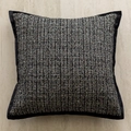 Modern black and white tweed cushion cover with elegant black piping for sofa decor - Small Stripe Black