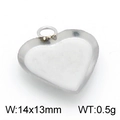 Silver heart-shaped stainless steel pendant tray base for jewelry making 14x13mm - Steel Color(KLJ4192-Z)