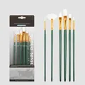 6-piece artist paint brush set with nylon bristles and green handles for oil and acrylic - 6Pcs Fan Brush HB6203E / Dark Green
