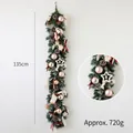 Christmas pine needle garland with gold pinecones and pink ornaments, 135cm length - 135cm Frosted Pine Cone Decorated Style