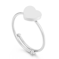 Anello cuore regolabile in argento da donna in acciaio inossidabile lucido minimalista - US 7 / Color Acciaio