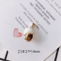 Elegant shell pendant in pearlescent white with gold-plated edges for DIY jewelry making - Style 21# Pearlescent Pendant (27*14mm)