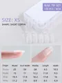 Short trapezoid thin press-on nail tips size XS chart showing length and width details - Short Coffin (Size XS)