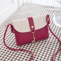Mini PU leather crossbody bag in beige and deep pink with a cute golden deer charm - Red