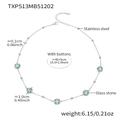 Silver stainless steel necklace with round blue glass stone pendant for elegant styling - Chain Only / Steel Lake Blue