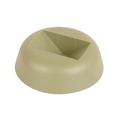 Detail view of the beige circular plastic base for PE film jewelry display stand - Avocado Green Base