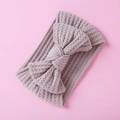 Macro detail of dusty pink waffle knit baby headband with a large decorative bow - Dusty Pink Bow (8)