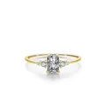 Classic gold radiant cut 1 carat ring with symmetrical side diamonds in s925 silver - US Size 5 / Gold