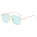 Lunettes de soleil rétro à double pont avec monture dorée et verres bleu clair style moderne - Monture Or Vert