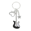 Y2K Vintage E-Gitarren Schlüsselanhänger mit Herzverschluss und Silbermetall Akzenten - Schwarz Und Weiß Stil (8936)