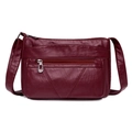 Classic wine red PU leather crossbody bag with adjustable strap and front zipper pocket - Burgundy