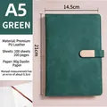 A5 green PU leather notebook with secure metal buckle and premium textured finish - A5 (With Buckle / 100 Sheets) / Green