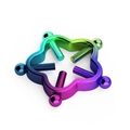 Rainbow non-piercing stainless steel nipple ring with adjustable five-point star design - Plum Blossom - Rainbow