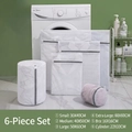 6-piece mesh laundry bag set in various sizes for washing machines with gray zippers - Small (30*40cm) / Diamond Mesh-White