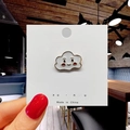Cute cartoon white cloud enamel pin with a smiley face held in hand on a card - 35*White Cloud Smile Pin