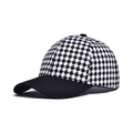 Classic houndstooth baseball cap with black curved brim and vintage crown design - 56-58cm (Adjustable) / Black