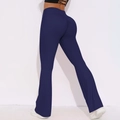 Donkerblauwe yoga broek met hoge taille en uitlopende pijpen en lift-effect - S / Donkerblauw