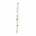 Silver metal spiral hair braid clip with green and white irregular stone charms - Silver Base Light Green Long