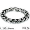 Rugged men's punk skull bracelet in vintage silver finish with 215mm length - Steel Color Textured Curb Chain Style (KB119283-BDJX)